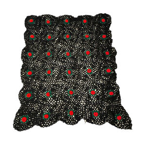 Romantic Afghan Rose Blanket Granny Square Crochet Red Boudoir Flowers